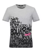 new dsquared herren t-shirt col round gray logo